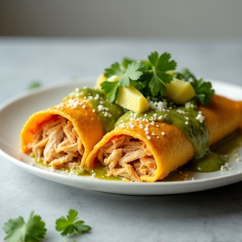 Salsa Verde Shredded Chicken Enchiladas