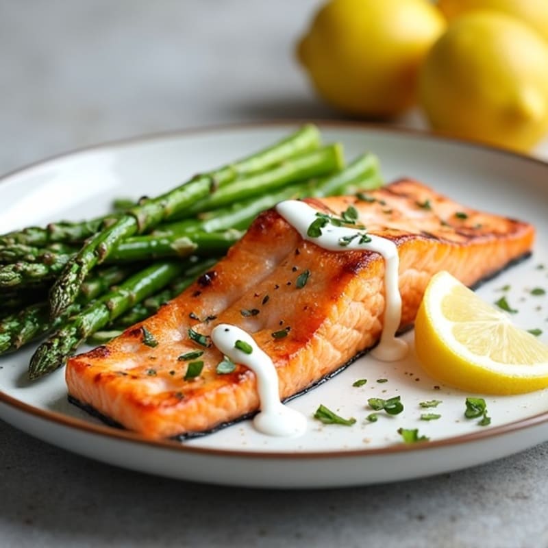 Grilled Salmon Filet with Roasted Asparagus