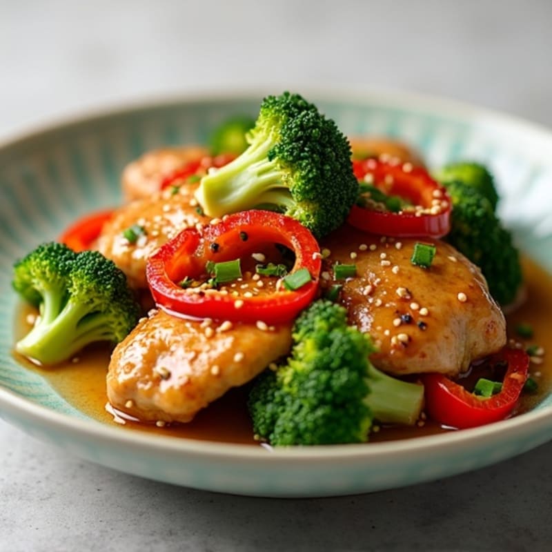 Ginger-Sesame Chicken with Crispy Broccoli