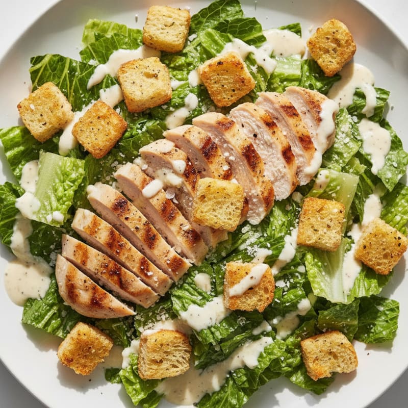 Chicken Caesar Salad with Garlic Croutons