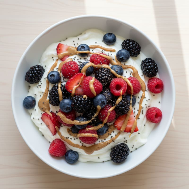 Silky Greek Yogurt Protein Pudding with Mixed Berries