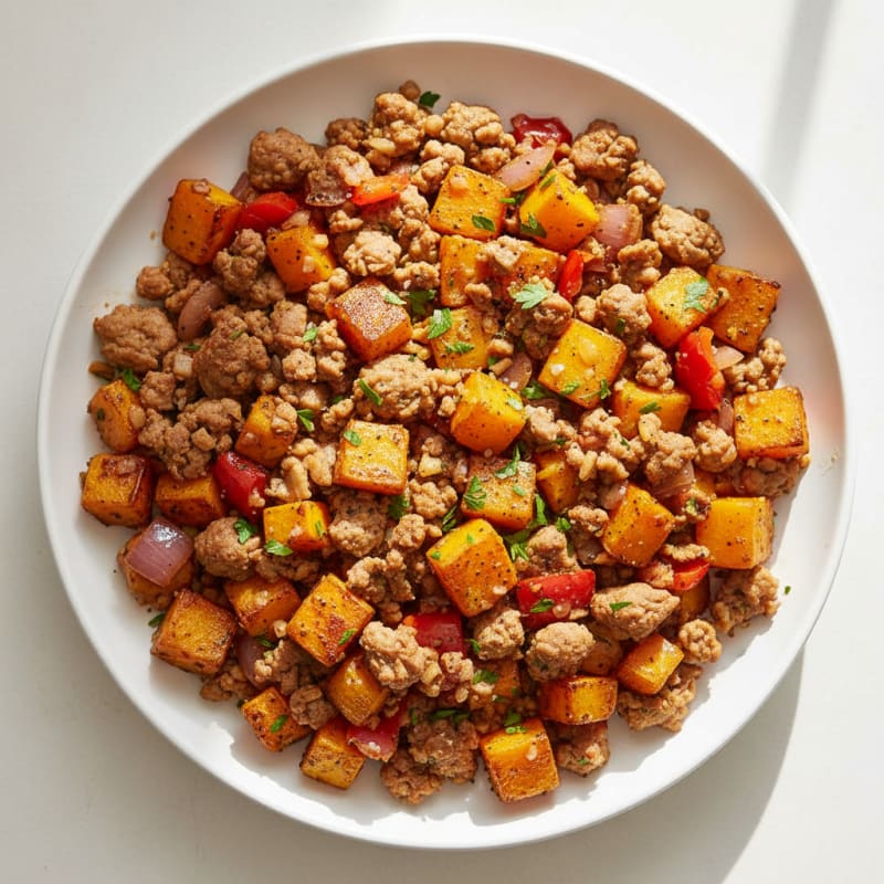 Smoky Turkey Sausage and Golden Butternut Hash