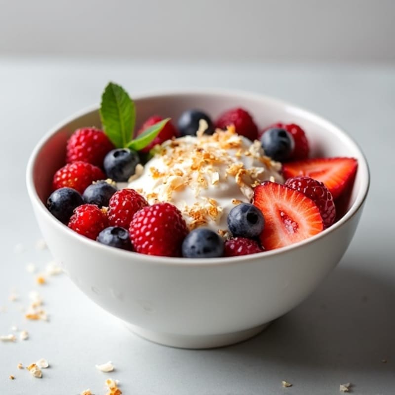 Creamy Greek Yogurt Protein Bowl with Berries and Toasted Coconut