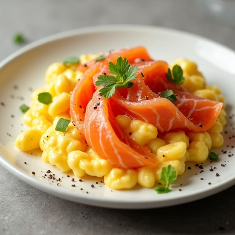 Creamy Scrambled Eggs with Smoked Salmon