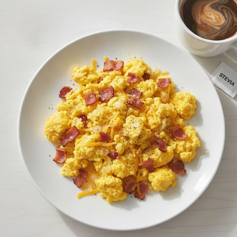 Hearty Scrambled Eggs with Bacon and Cheddar