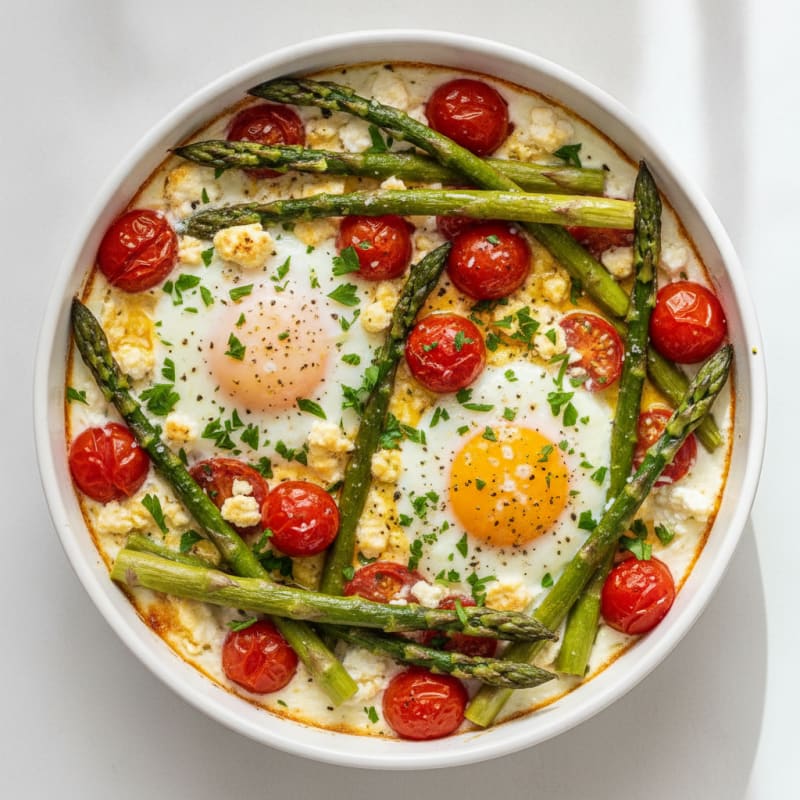 Baked Eggs with Roasted Asparagus