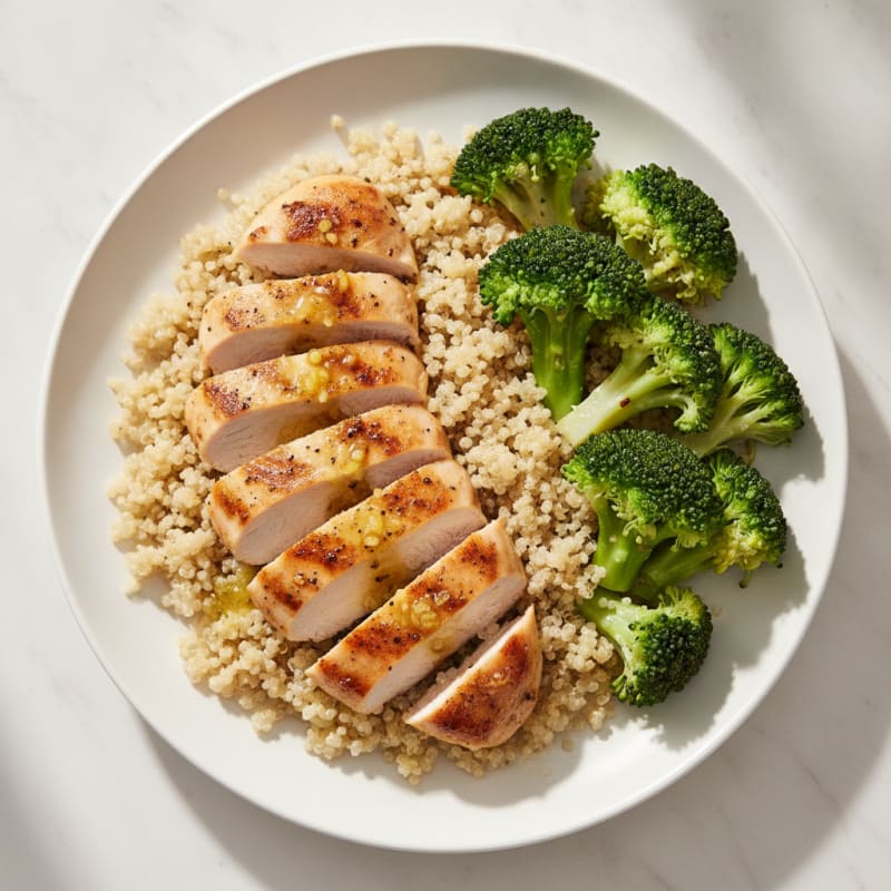 Grilled Chicken Breast with Quinoa and Steamed Broccoli