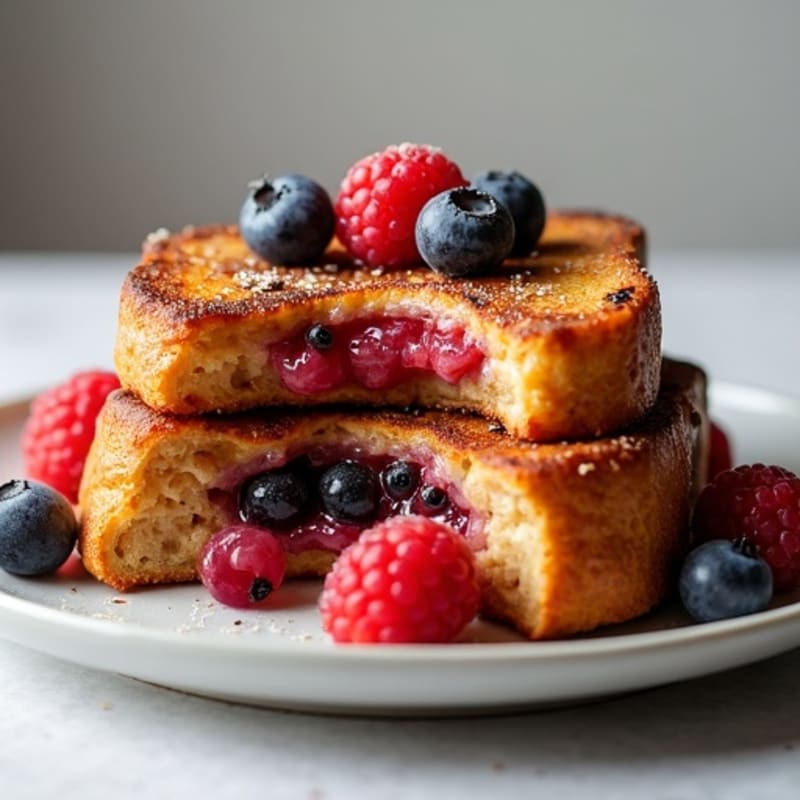 Crispy Baked Peanut Butter and Berry Stuffed French Toast
