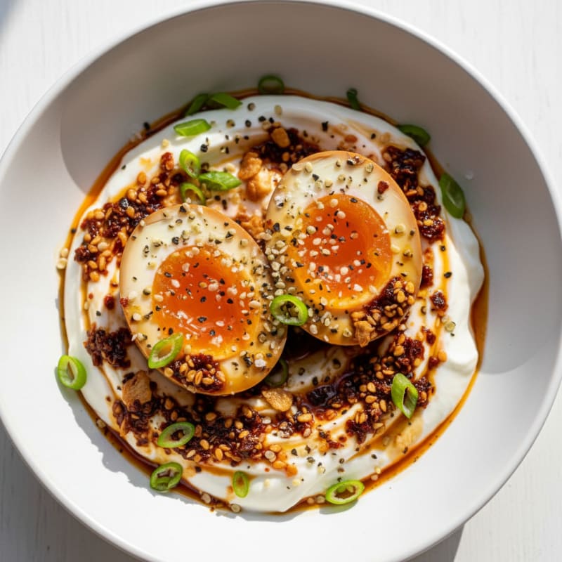 Soy-Marinated Jammy Eggs with Chili Crisp