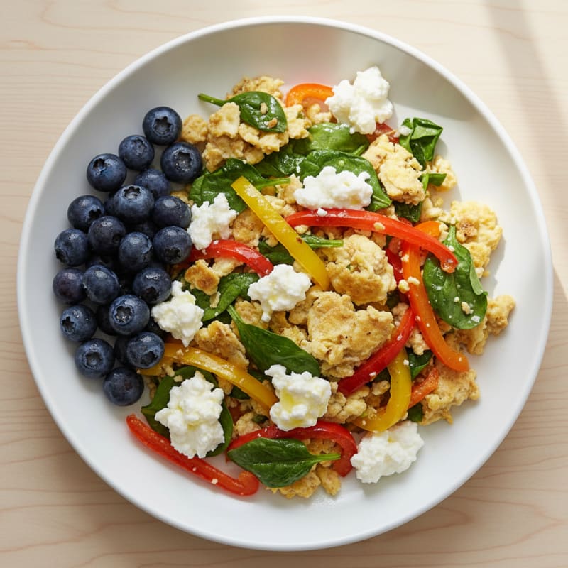 Egg White Veggie Scramble with Cottage Cheese