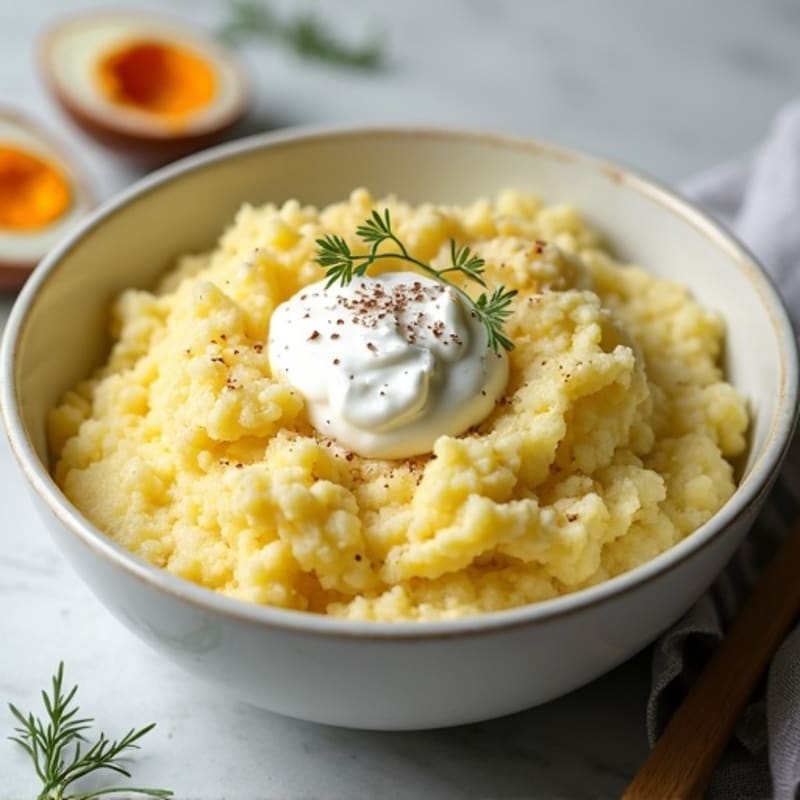 Creamy Cauliflower-Potato Mash with Roasted Garlic