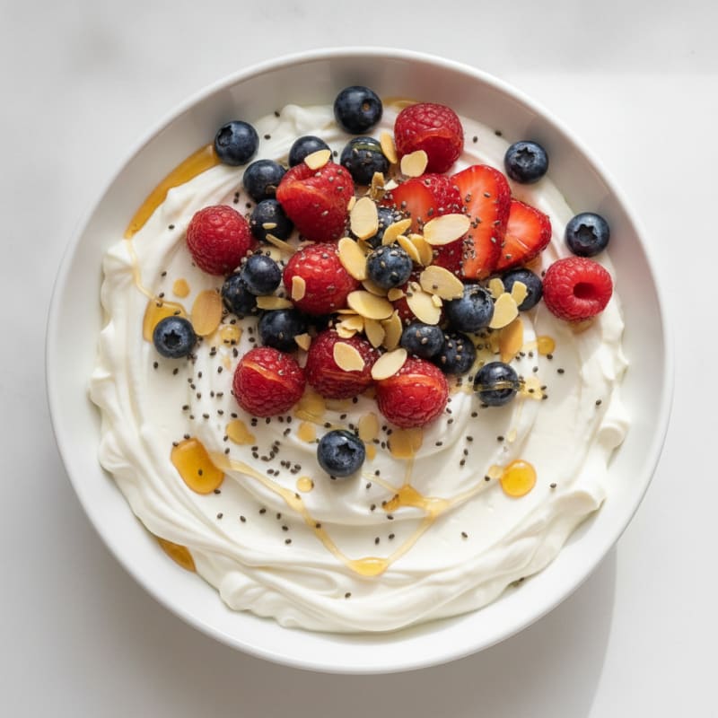 Silky Greek Yogurt Protein Pudding with Mixed Berries