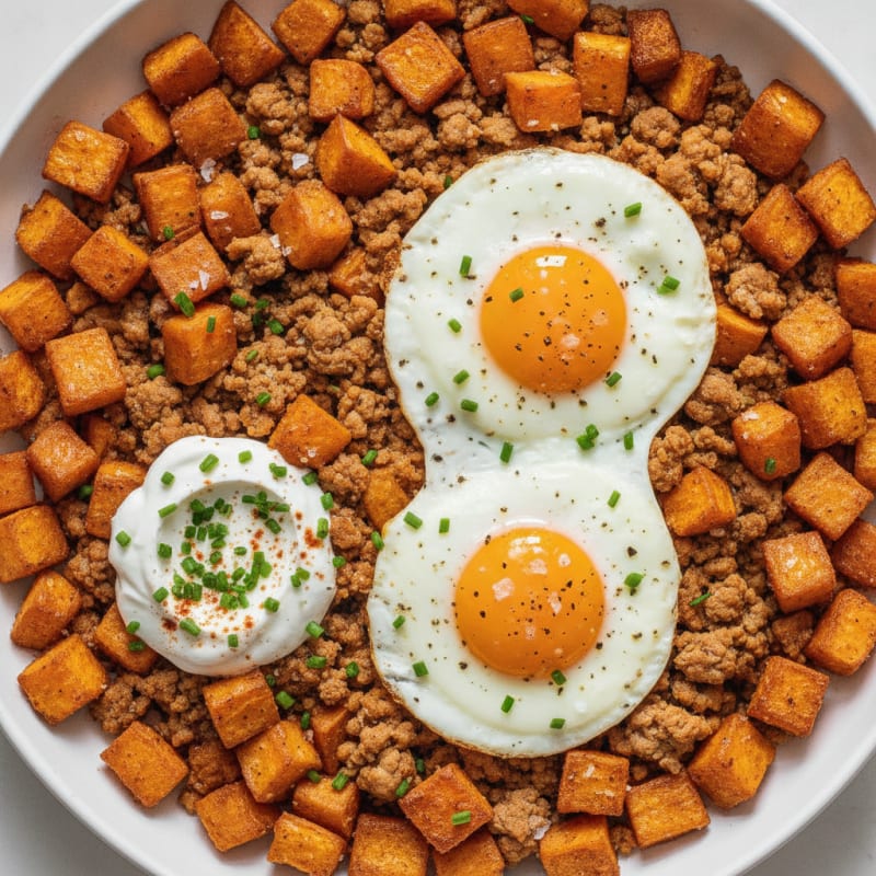 Baked Eggs with Roasted Sweet Potatoes