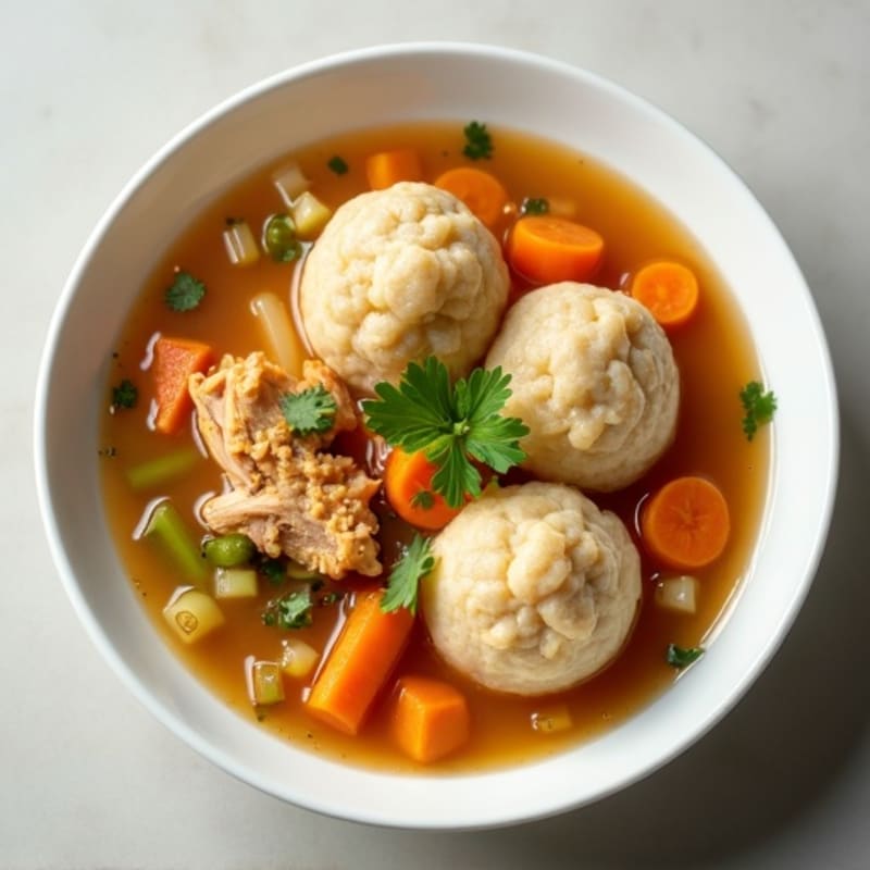 Hearty Chicken and Vegetable Soup with Fluffy Dumplings
