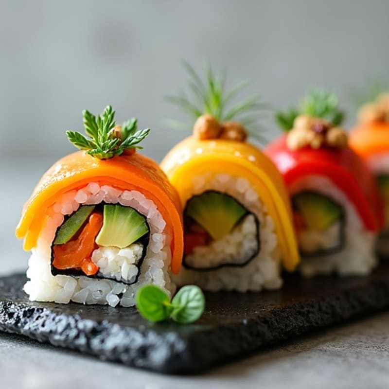Fresh Rainbow Veggie Sushi Rolls