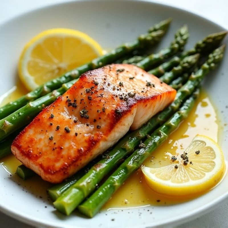 Crispy Pan-Seared Salmon with Roasted Asparagus