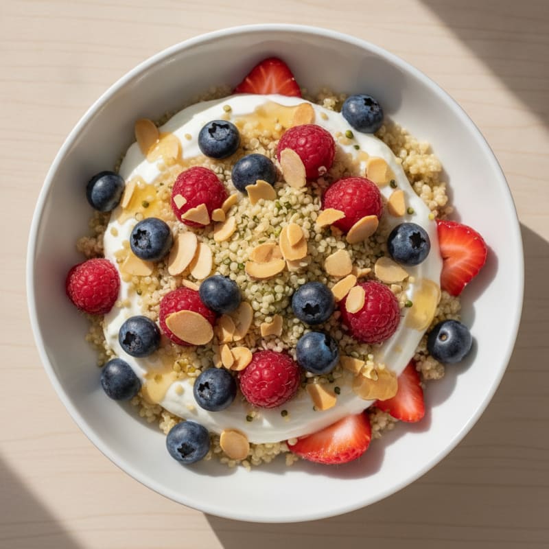 Greek Yogurt Parfait with Quinoa and Fresh Berries