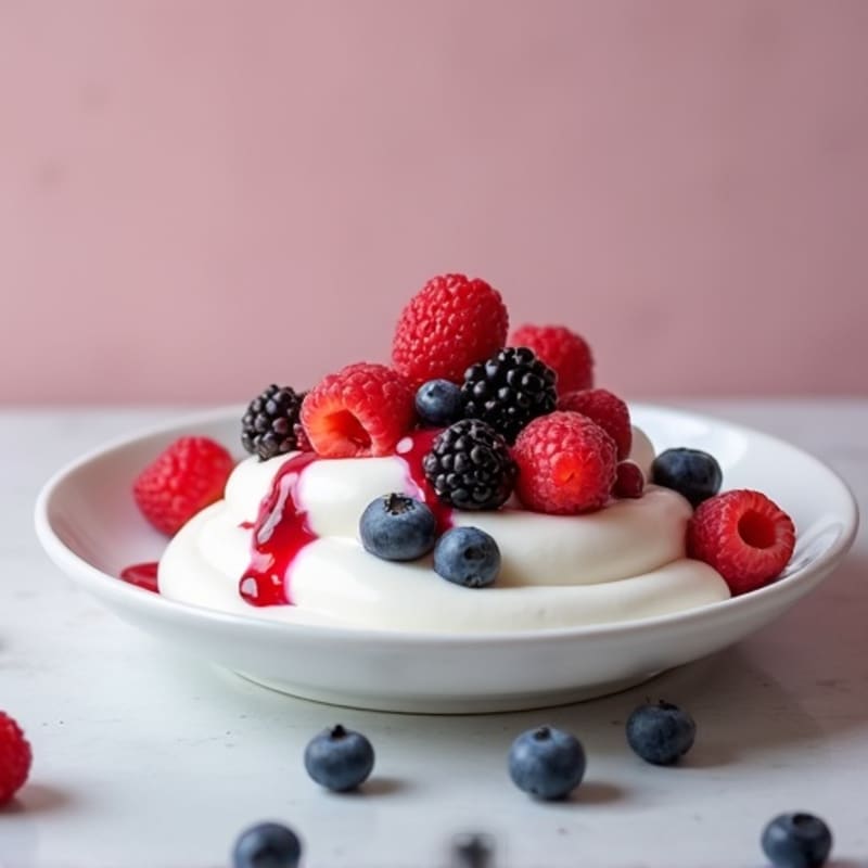 Greek Yogurt Protein Mousse with Mixed Berries