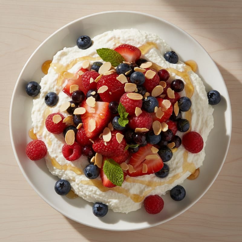Greek Yogurt Protein Mousse with Mixed Berries