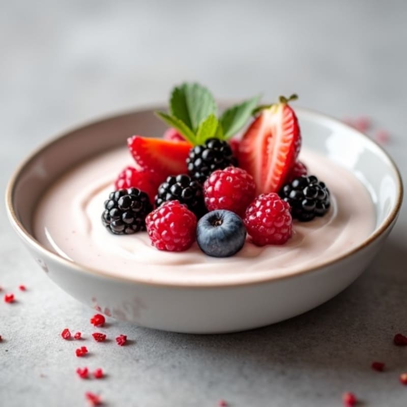 Silky Greek Yogurt Protein Mousse with Mixed Berries