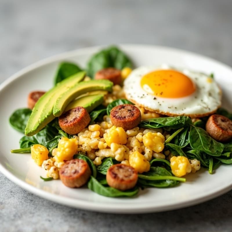 Egg White and Turkey Sausage Scramble with Spinach