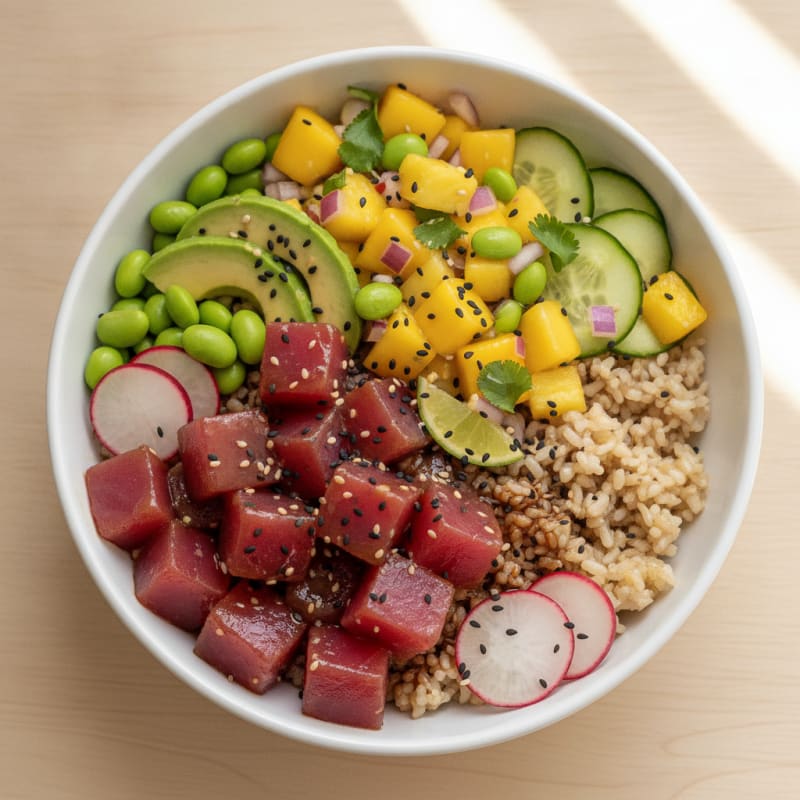 Ahi Tuna Poke Bowl with Tropical Fruit Salsa