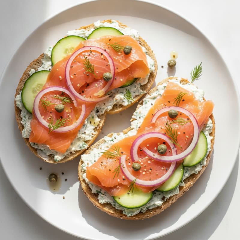 Smoked Salmon Bagel with Cream Cheese
