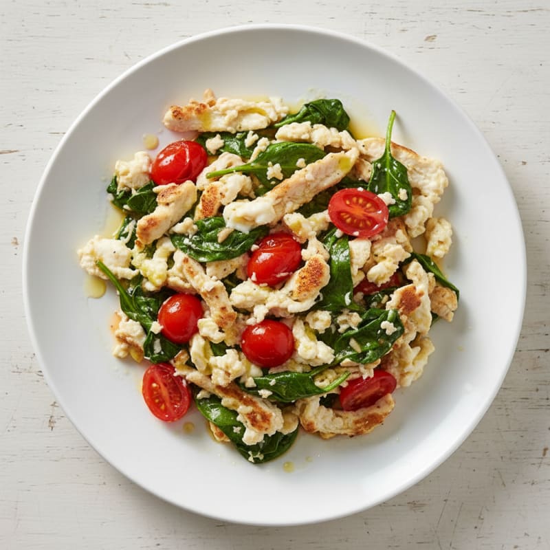 Egg White and Turkey Breast Scramble with Spinach and Tomatoes