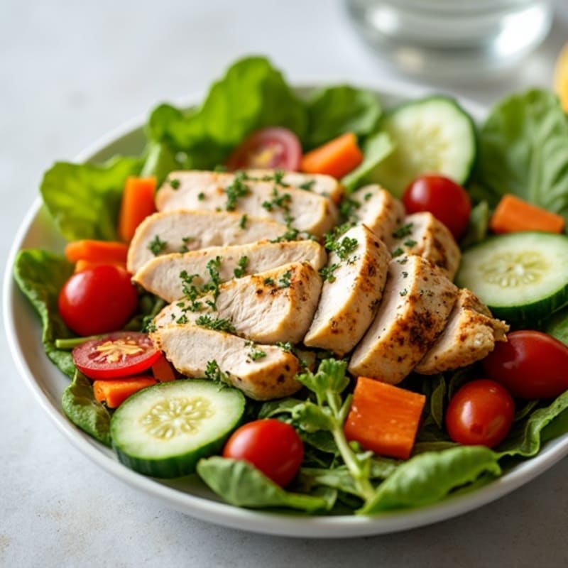Herb-Roasted Chicken Salad with Crunchy Vegetables and Creamy Lemon-Herb Dressing