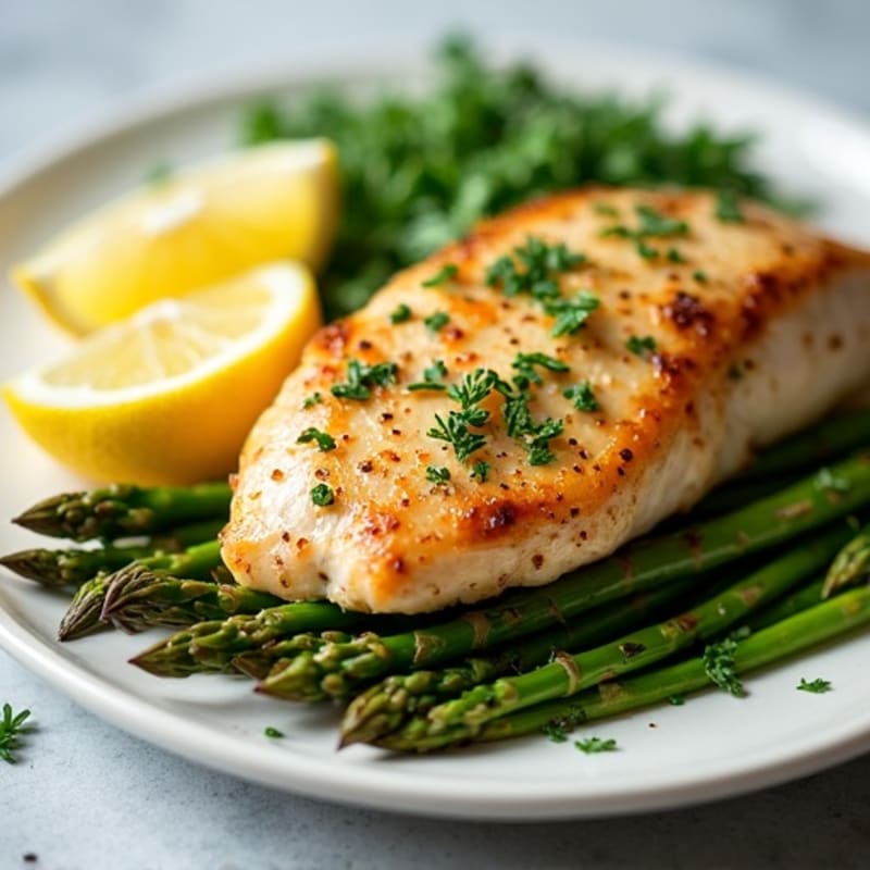 Lemon-Garlic Pan-Seared Chicken with Roasted Asparagus