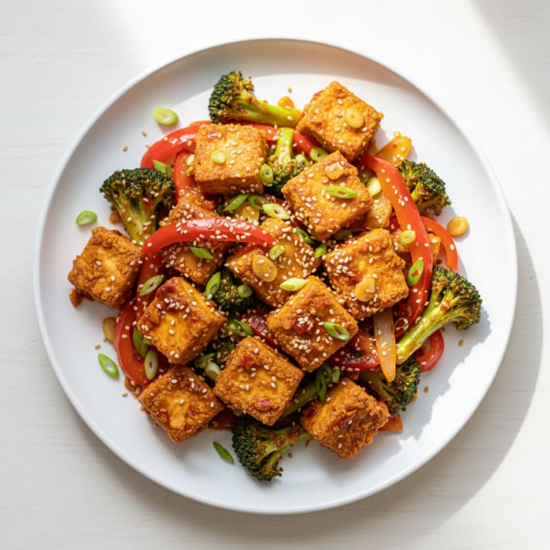 Crispy Chili-Garlic Tofu Stir-Fry