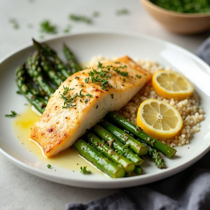 Pan-Seared Lemon Garlic Tilapia with Roasted Asparagus