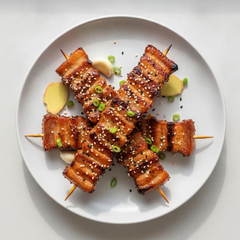 Spicy Gochujang Pork Belly Skewers