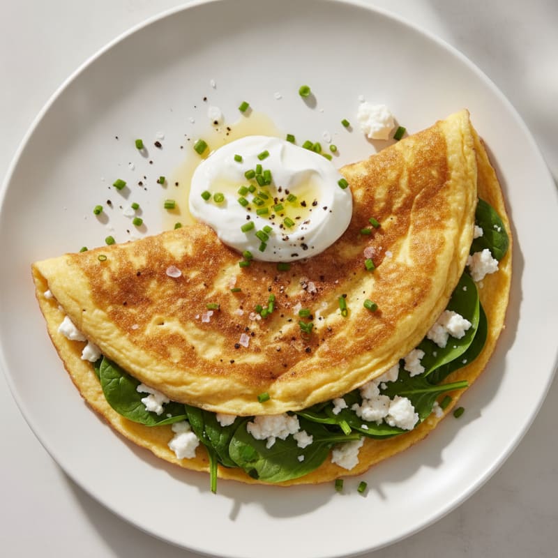 Fluffy Feta and Spinach Omelette