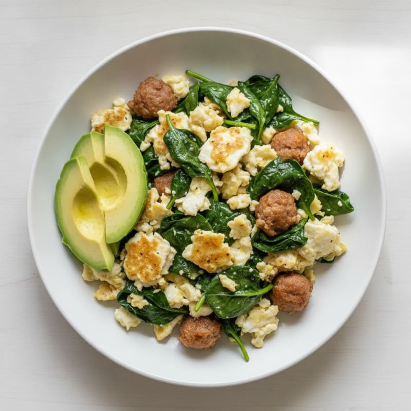 Egg White Scramble with Spinach and Turkey Sausage