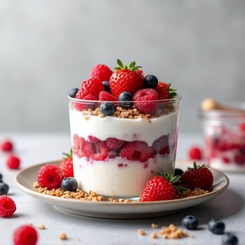 Creamy Greek Yogurt Parfait with Mixed Berries and Protein Granola
