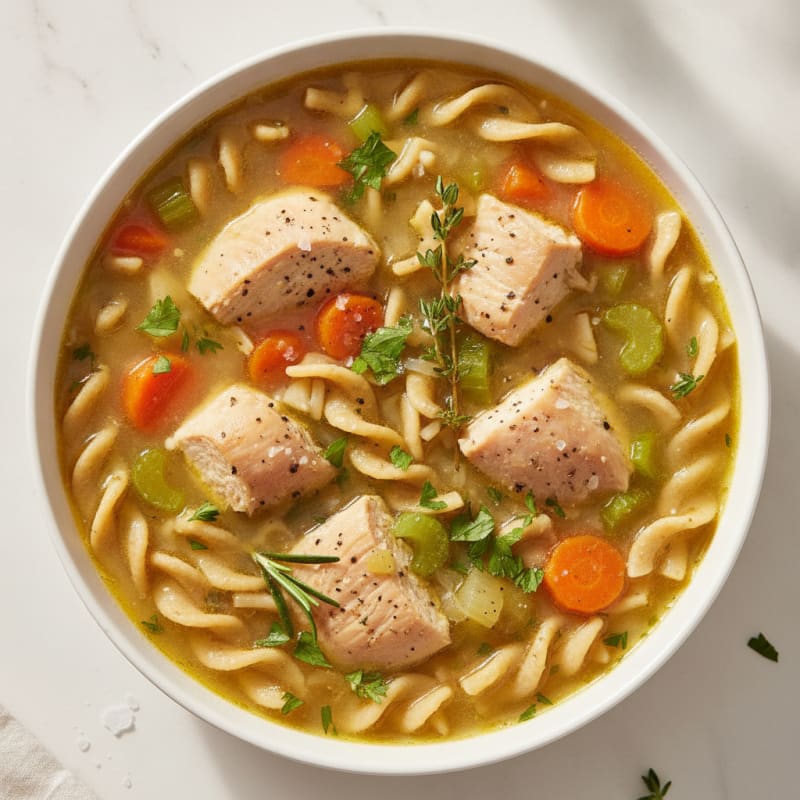 Hearty Chicken Noodle Soup with Herbs