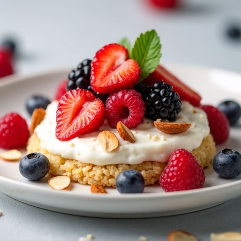 Cottage Cheese and Fresh Berry Crunchy Rice Cakes