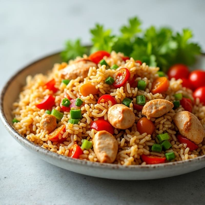 Chicken and Vibrant Vegetable Stir-Fried Rice