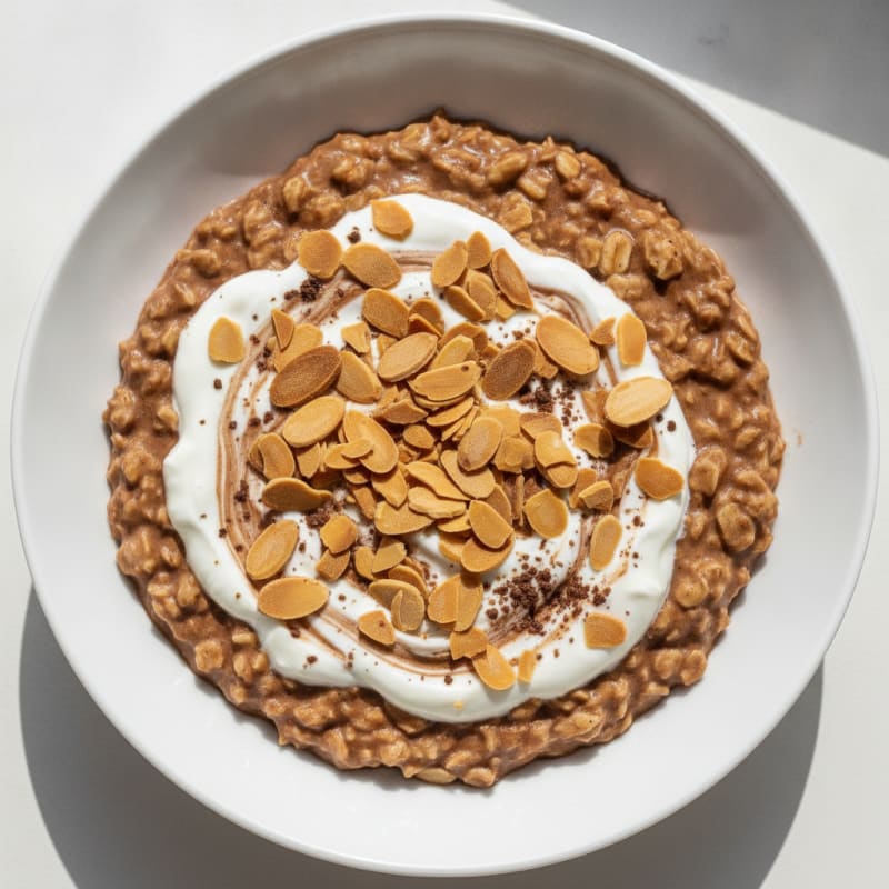Creamy Protein Oatmeal with Greek Yogurt and Chocolate Protein Powder