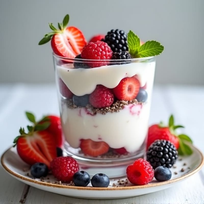Greek Yogurt Protein Parfait with Mixed Berries