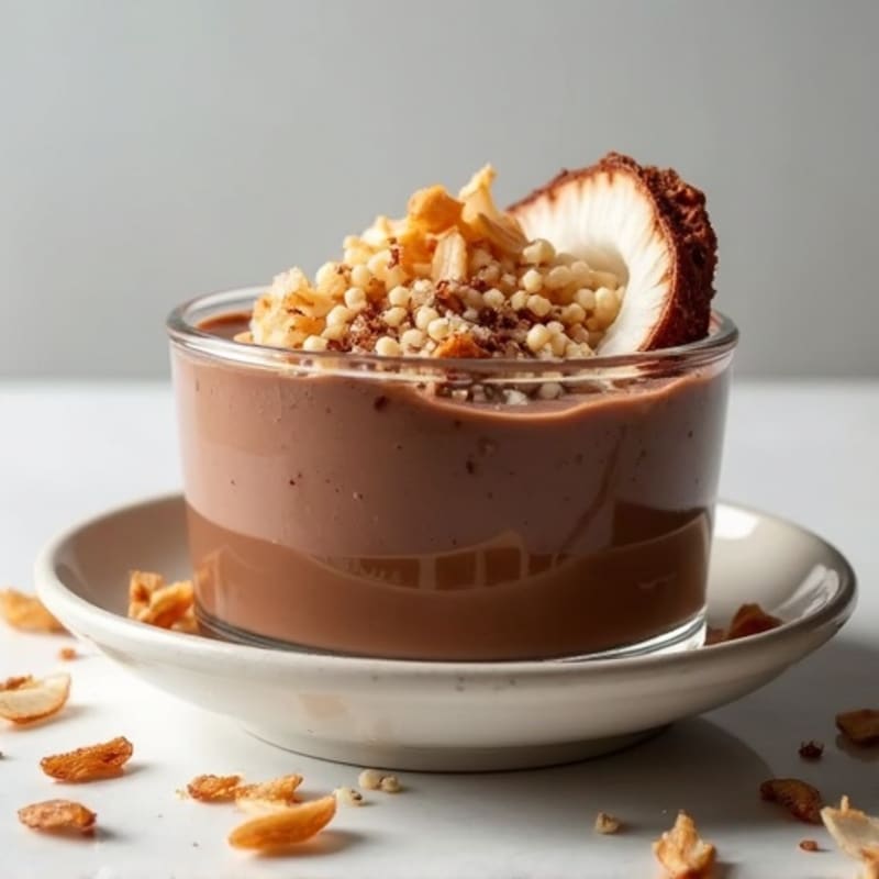 Silky Chocolate Protein Pudding with Toasted Coconut