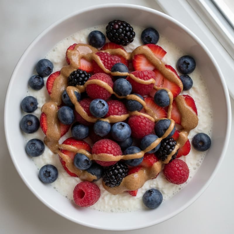 Greek Yogurt Protein Pudding with Mixed Berries