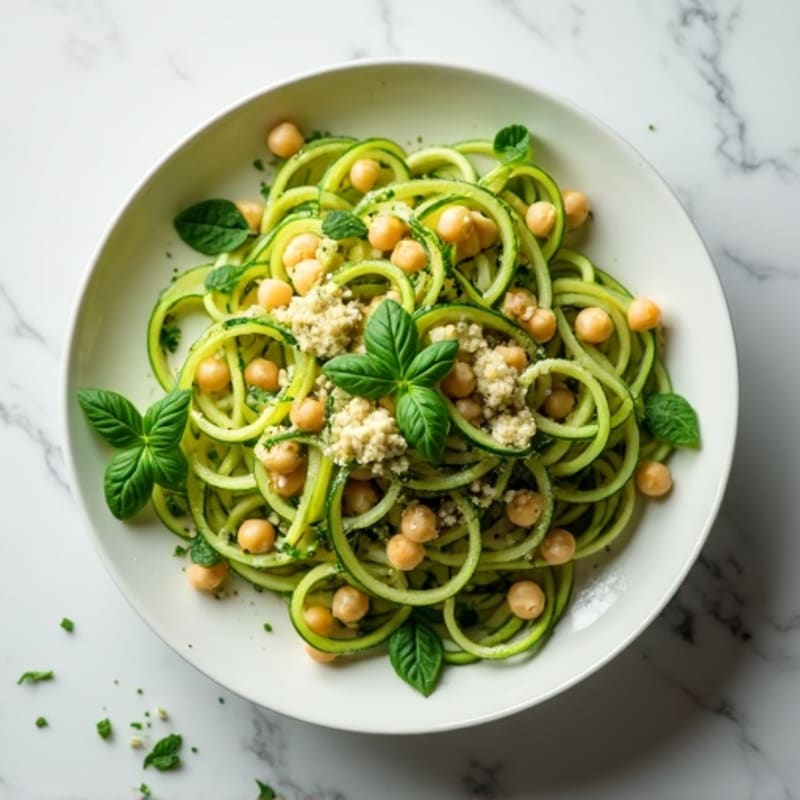 Fresh Zucchini Noodles with Creamy Vegan Pesto