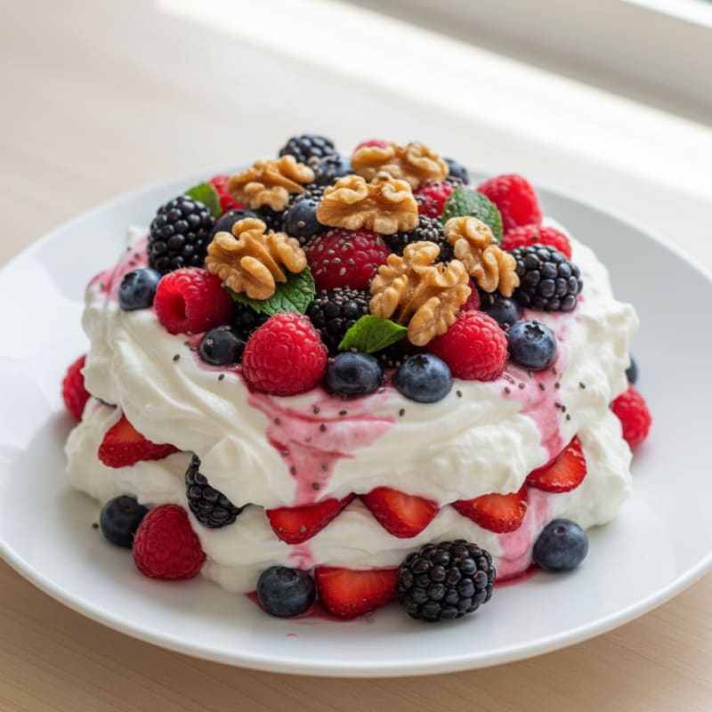 Greek Yogurt Protein Parfait with Mixed Berries