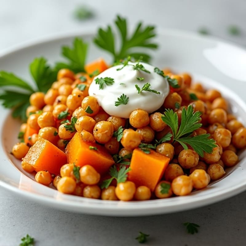 Roasted Butternut Squash with Crispy Chickpeas and Fresh Herbs
