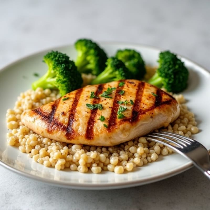 Grilled Chicken Breast with Quinoa and Steamed Broccoli