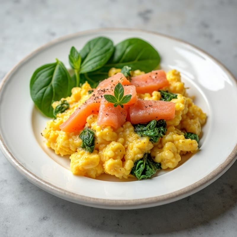 Egg White and Smoked Salmon Scramble with Spinach