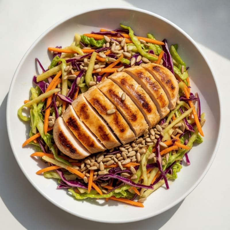 Grilled Chicken Breast with Crunchy Cabbage Slaw
