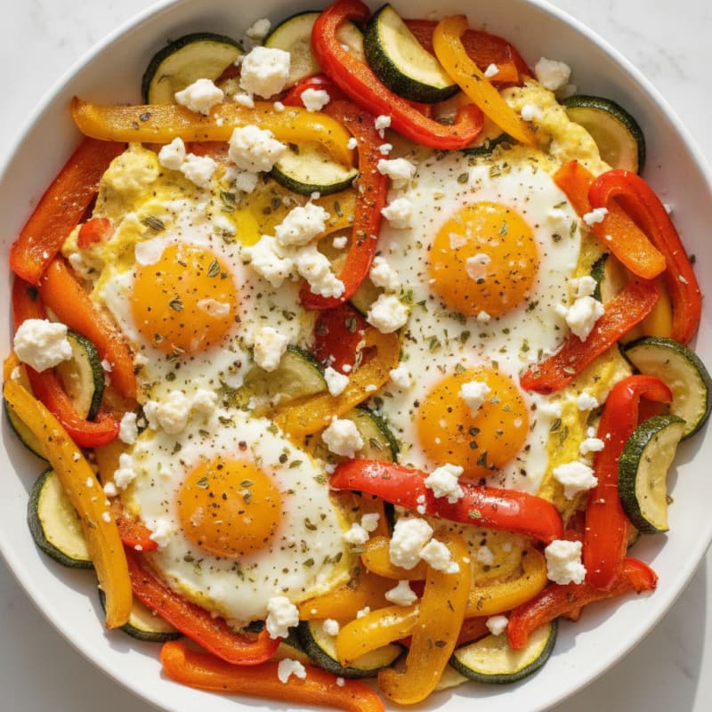 Sheet Pan Baked Eggs with Roasted Vegetables